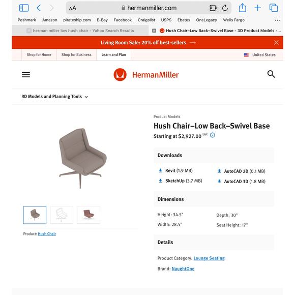 $3769 MCM Herman Miller + NaughtOne Hush Chair Orange Gray Chrome Swivel Chair - Picture 12 of 12